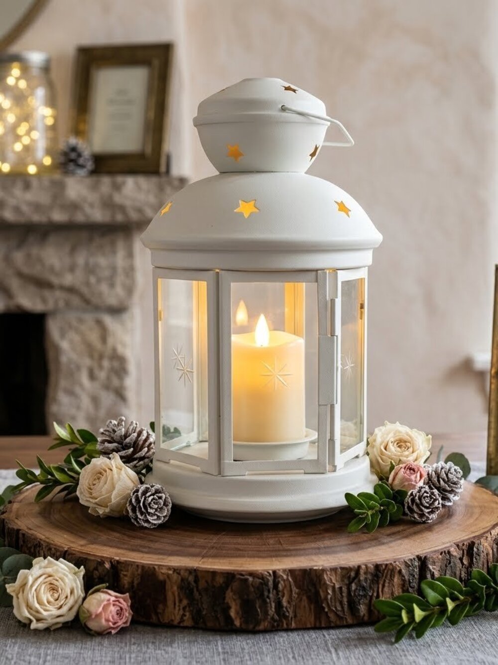 IKEA Rotera White Star Lantern Tea Light Candle Holder Farmhouse